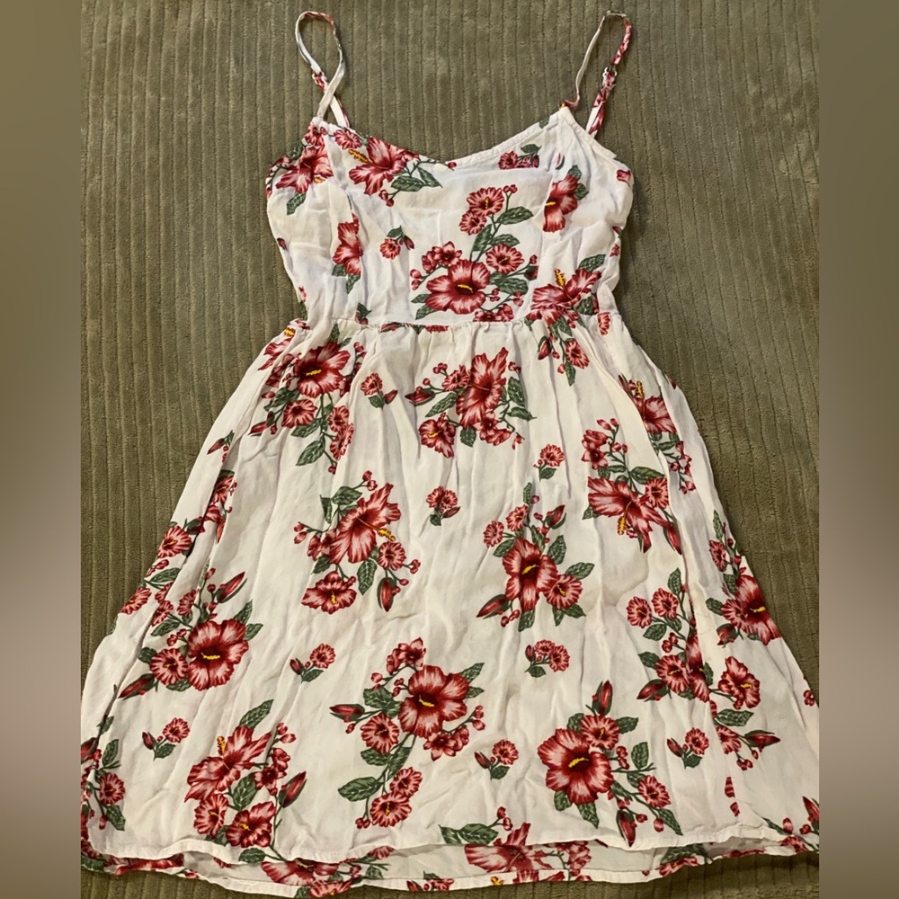 H&M White and Pink Sundress Sleeveless Casual